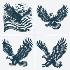 Eagle  vector Bundle file ,Black and white Eagle silhouette file, Eagle svg vector silhouette Bundle file
