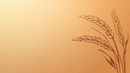 Wheat stalks drawn on a brown gradient background, representing agriculture and the harvest season..
