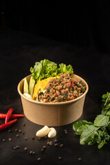 Savor the rich and aromatic blend of flavors with our shrimp and garlic rice bowl.