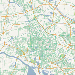 Road map of Tianjin in China. Contains layered vector with roads water, parks, etc.