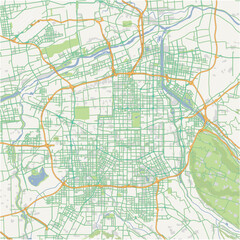 Road map of Xi in an. Contains layered vector with roads water, parks, etc.