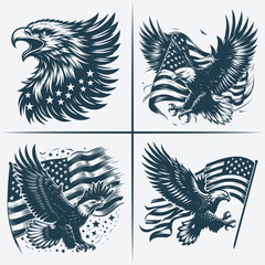 Eagle  vector Bundle file ,Black and white Eagle silhouette file, Eagle svg vector silhouette Bundle file