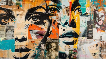 Fototapeta premium Abstract Collage Art with Faces.