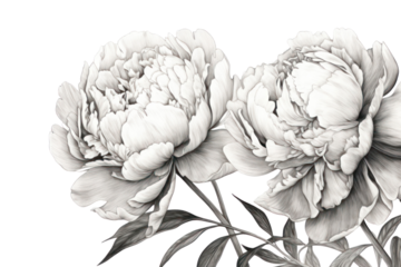PNG Peonies drawing sketch flower.