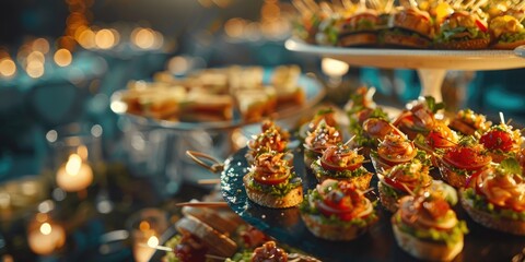 Providing Catering Services and Guest Meal Options for Events Elegant Presentation of Quick Mini Snacks in Special Dishes Offering Canapes Light Meals and Tapas at the Restaurant Table