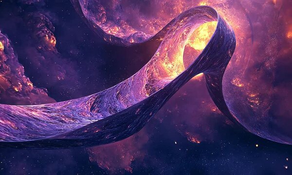 Surreal Cosmic M&ouml;bius Strip in Space with ai generated.

