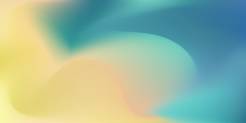 Deep pale yellow and turquoise colors blurred background. Abstract smooth orange, green and blue wave gradient wallpaper for web design, technology business concept