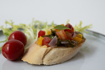 Italian Food, bruschetta with tomato and basil