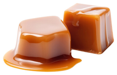 PNG Caramel candy and caramel sauce dessert food white background.
