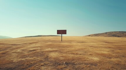 A single signpost stands in a vast field.