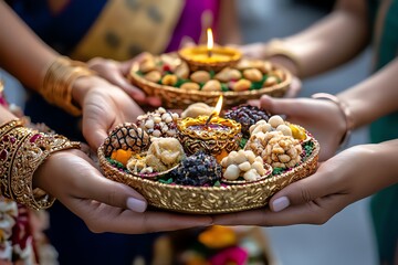 Diwali event planning strategies, captured in a photo of organizers preparing for a grand community Diwali celebration