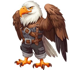 Eagle Blacksmith Occupation fantasy animal cartoon isolated whitebackground