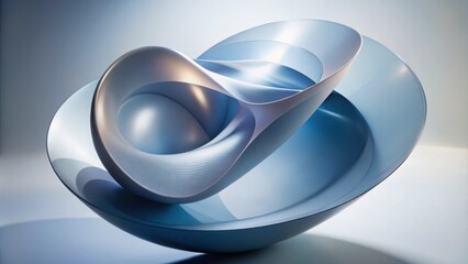 Fototapeta premium Elegant swirling blue sculpture reflecting light, showcasing modern artistry and fluid shapes in an artistic display, capturing the essence of contemporary design. Generative AI