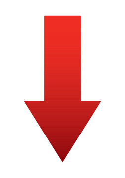 Red arrow going down stock icon on white background. Bankruptcy, financial market crash icon for your web site design, logo, app, UI. graph chart down trend symbol.chart going down sign.
