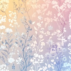 Fototapeta premium 68. **Design a seamless pattern featuring delicate, floral silhouettes in a soft, pastel gradient.**