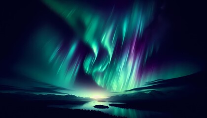Fototapeta premium aurora borealis northern lights in a dark night