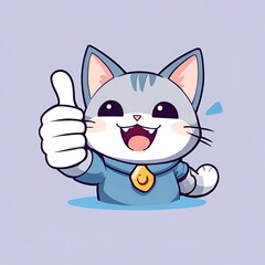 Cute Cat Cartoon Character With Thumbs Up