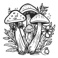 mushrooms with flowers svg vector silhouette bundle file