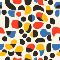 Fototapeta premium 54. **Generate a seamless pattern of playful, geometric shapes in a bright, primary color palette.**