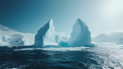 Dynamic Arctic Icebergs Drifting Gracefully in the Tranquil Ocean