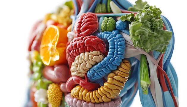  Anatomy of the human body with digestive system. 3d illustration design 
