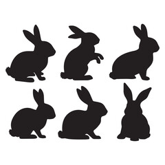 Vector Bunny Silhouettes and white background