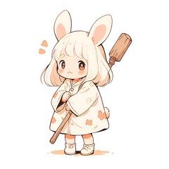 Cute Bunny Girl Illustration