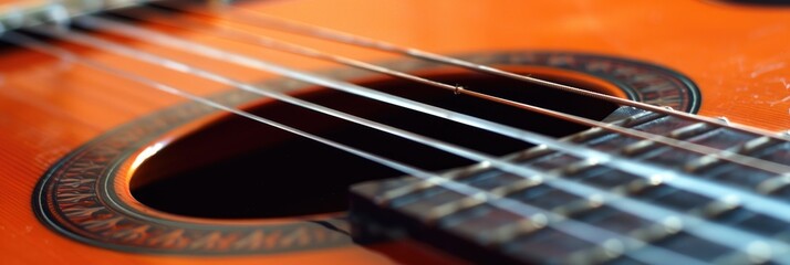 Obraz premium Children using pens to strike acoustic guitar strings, discovering the art of playing the instrument.