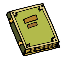 Hand drawn illustration of a book. Sketch, vector illustration on white background. Creative ink artwork. Modern cozy drawing. Back to school book. Colorful textbook for education and studying.