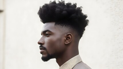Obraz premium Stylish Portrait of a Young African Man with Tapered Afro Hairstyle