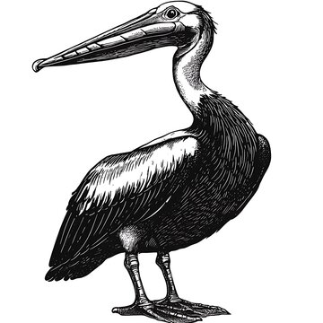 recommend clip art: Black and White Illustration of a Pelican with its Beak Open