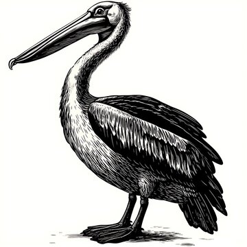 recommend clip art: Black and White Illustration of a Pelican
