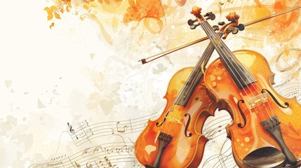 Fototapeta premium Watercolor Abstract Violin Background.