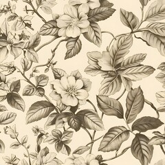 30. **Generate a seamless pattern of vintage botanical illustrations with a sepia-toned background.**