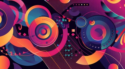 Fototapeta premium Abstract geometric shapes in vibrant colors.