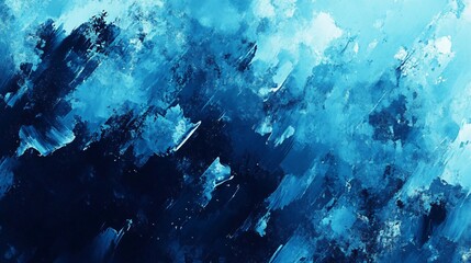 Obraz premium Abstract Blue Watercolor Brushstrokes: A mesmerizing, textured backdrop of vibrant blue hues, resembling an abstract watercolor painting with brushstrokes. Ideal for design projects and backgrounds, e