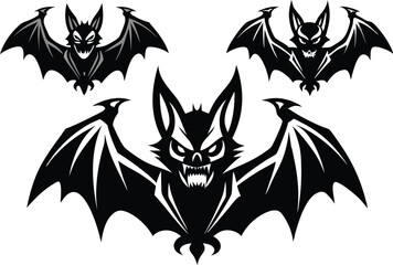  Unique Bat Logo Designs  Vector Illustration, Line Art, Silhouette Icons  Black Outline Clipart 