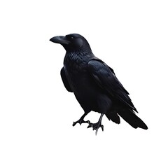 Fototapeta premium A majestic raven perches on a rugged rock under a dramatic night sky, illuminated by a glowing moon and scattered celestial bodies. The scene blends the mystique of the cosmos.