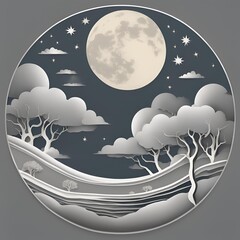 Tranquil Autumn Night Under Moonlight with Crisp Air and Starry Sky - 달빛 아래 선선한 공기와 별이 빛나는 고요한 가을밤