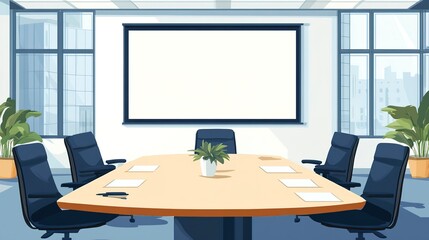 Office boardroom with a projection screen With copyspace for text 
