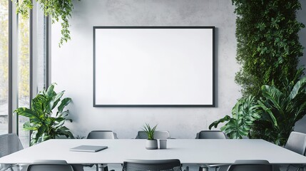 Meeting room TV screen mockup, white design 