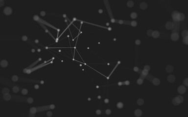 Abstract background. Molecules technology with polygonal shapes, connecting dots and lines. Connection structure. Big data visualization.