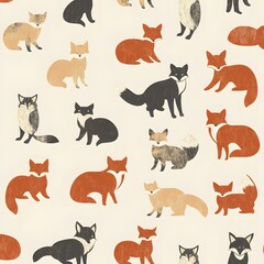 Obraz premium 12. **Generate a seamless pattern of charming animal silhouettes, such as foxes and owls, in earthy tones.**