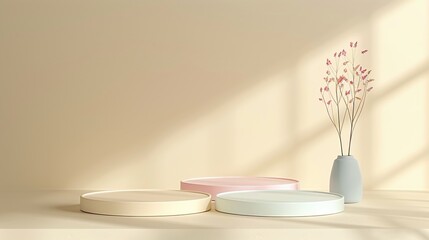 minimalist pastel podium with soft lighting