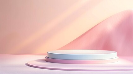 pastel podium with soft lighting