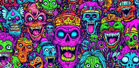 Colorful and Grotesque  Skulls