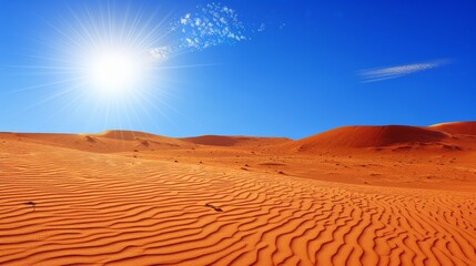 Sun shining over the desert dunes.