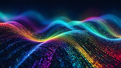 A colorful wave of light with a rainbow of colors