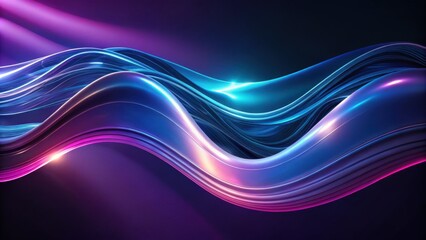 Captivating waves of light swirl in vibrant hues of purple and blue against a dark backdrop, creating a mesmerizing dance of energy and motion on a tranquil evening. Generative AI