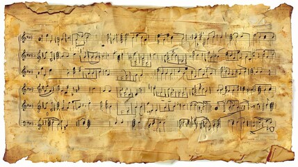 Fototapeta premium Vintage Sheet Music with Torn Edges.